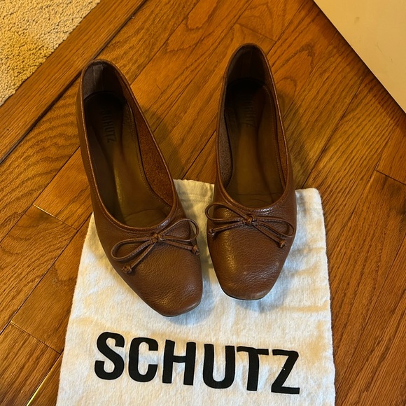 Schutz Brown Leather Arissa Flats 8 - Picture 4 of 10